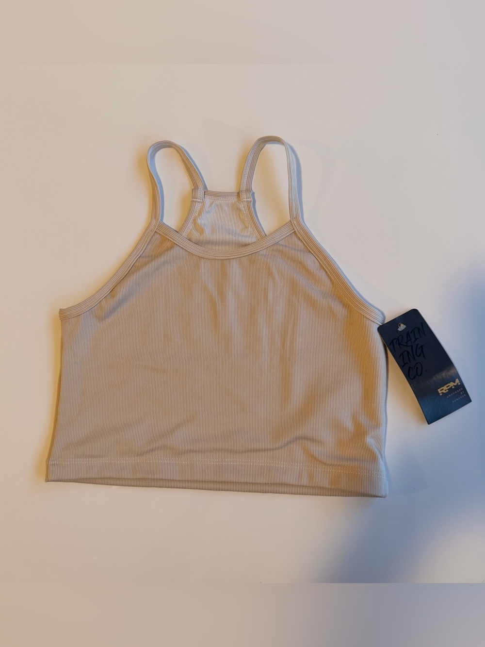 Beige Ribbed Crop Tank Top - RPM